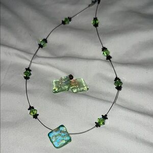 Vintage Green and Black Necklace Set